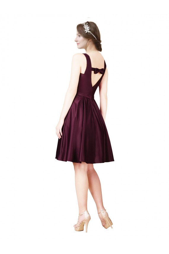 A-Line Bateau Neck Satin Knee Length Prom Dress Canada
