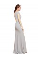 A-Line Boat Neck Stretch Crepe Long Dark Navy Prom Dress Canada