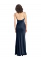 A-Line Cowl Neck Stretch Satin Long Dark Navy Black Tie Prom Dress Canada