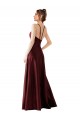 A-Line Halter Neck Satin Long Burgundy Gold Prom Dress Canada