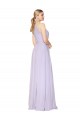 A-Line High Neck Soft Chiffon Long Lilac Prom Dress Canada