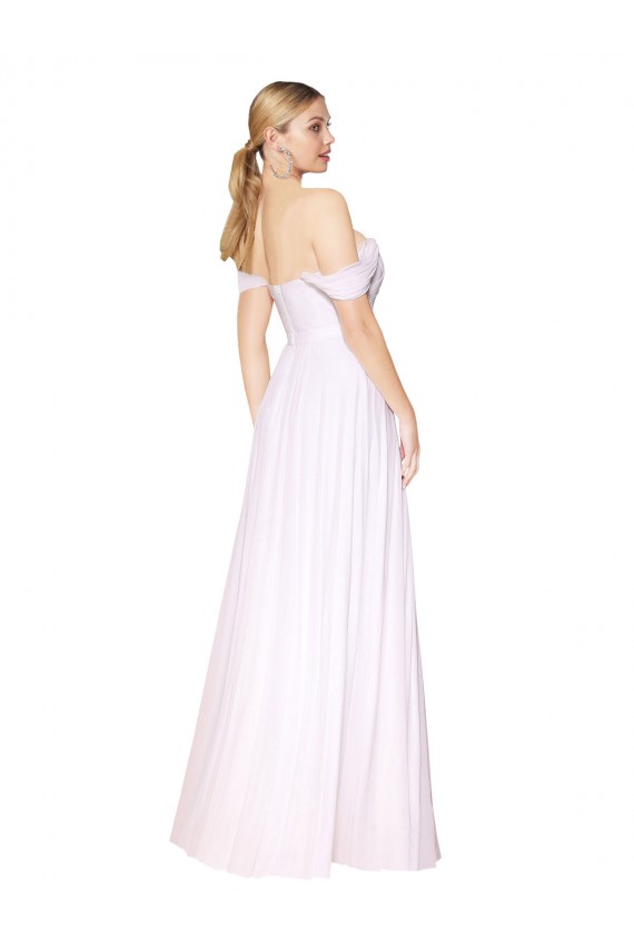 A-Line High Neck Soft Chiffon Long White Prom Dress Canada