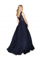 A-Line V-Neck Soft Chiffon & Sequin Long Dark Navy Prom Dress Canada