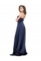 A-Line High Neck Silk like Satin Long Sapphire Prom Dress Canada