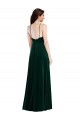 A-Line High Neck Stretch Velvet Long Dark Green Prom Dress Canada