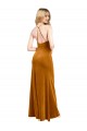 A-Line High Neck Stretch Velvet Long Gold Prom Dress Canada