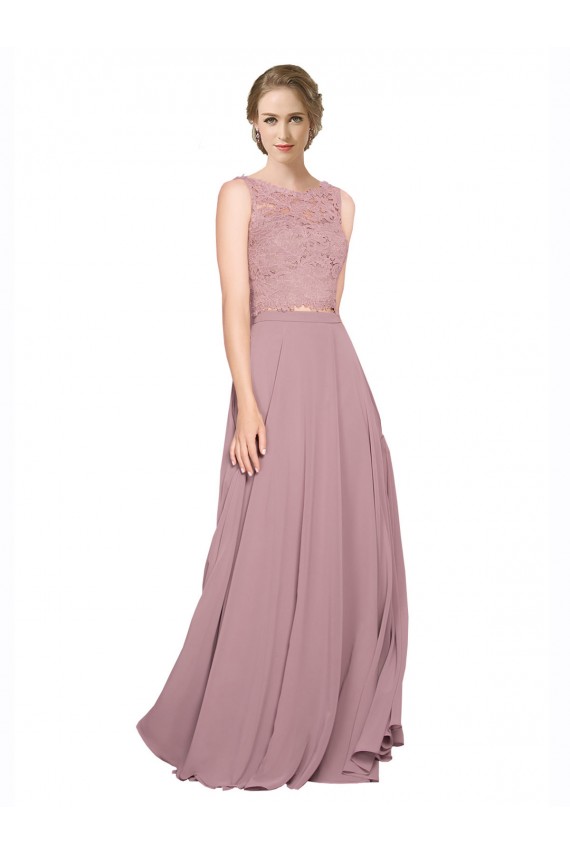 A-Line Illusion Neck Soft Chiffon & Lace Long Black Tie Prom Dress Canada