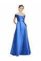 A-Line Off the Shoulder Satin Long Black Tie Prom Dress Canada