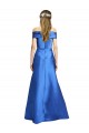 A-Line Off the Shoulder Satin Long Black Tie Prom Dress Canada