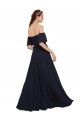 A-Line Off the Shoulder Soft Chiffon Long Dark Navy Prom Dress Canada
