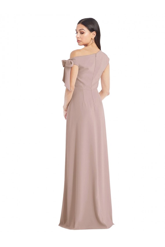 A-Line Off the Shoulder Stretch Crepe Long Dusty Pink Prom Dress Canada