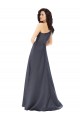 A-Line One Shoulder Satin Long Slate Grey Prom Dress Canada
