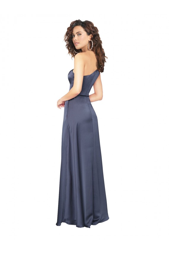 A-Line One Shoulder Silk like Satin Long Dusk Prom Dress Canada
