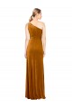 A-Line One Shoulder Stretch Velvet Long Gold Prom Dress Canada