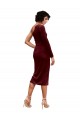 A-Line One Shoulder Stretch Velvet Midi Length Burgundy Black Tie Prom Dress Canada