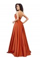 A-Line Round Neck Silk like Satin Sweep Train Burnt Orange Prom Dress Canada