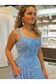 A-Line Scoop Neck Velvet Sequins Court Train Velvet Sequin Prom Dress Canada