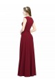 A-Line Square Neck Stretch Crepe Long Burgundy Prom Dress Canada