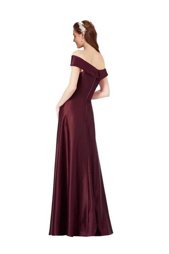 A-Line Strapless Satin Long Burgundy Gold Black Tie Prom Dress Canada