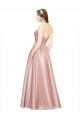 A-Line Strapless Stretch Satin Long Black Tie Prom Dress Canada