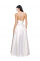 A-Line Strapless Stretch Satin Long White Prom Dress Canada
