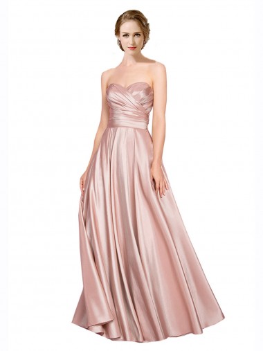 A-Line Strapless Stretch Satin Long Black Tie Prom Dress Canada