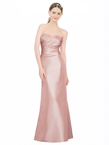 A-Line Strapless Stretch Satin Long Prom Dress Canada
