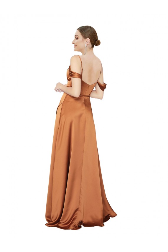 A-Line Sweetheart Silk like Satin Long Orange Prom Dress Canada