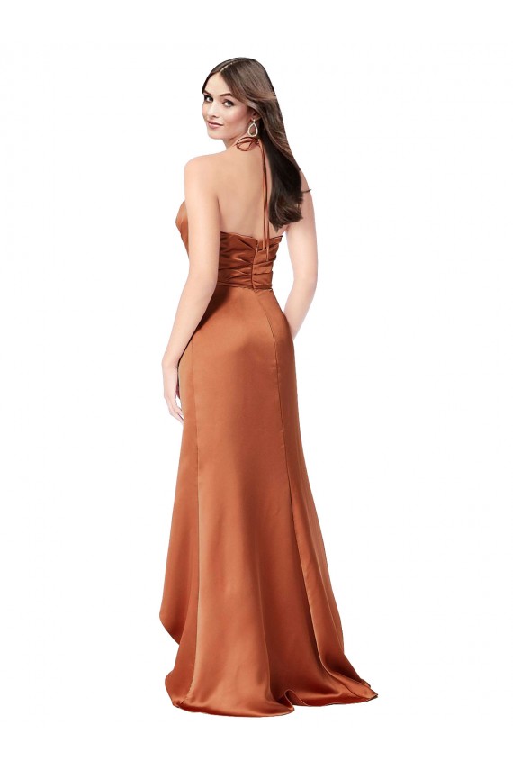 A-Line Sweetheart Silk like Satin Long Orange High Low Prom Dress Canada