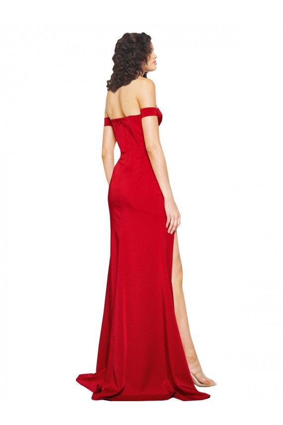 A-Line Sweetheart Silk like Satin Long Red Prom Dress Canada