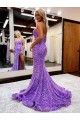 A-Line Sweetheart Velvet Sequins Court Train Lavender Velvet Sequin Prom Dress Canada