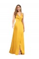 A-Line V-Neck Silk like Satin Long Prom Dress Canada