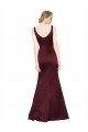 A-Line V-Neck Satin Long Burgundy Black Tie Prom Dress Canada