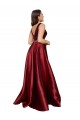 A-Line V-Neck Satin Long Burgundy Plus Size Formal Prom Dress Canada
