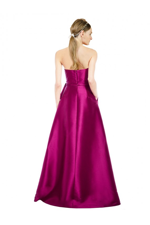 A-Line V-Neck Satin Long Merlot Prom Dress Canada