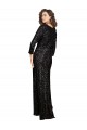 A-Line V-Neck Sequin Long Black Prom Dress Canada