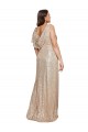 A-Line V-Neck Sequin Long Gold Black Tie Plus Size Prom Dress Canada