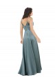 A-Line V-Neck Silk like Satin Long Black Sleeveless Prom Dress Canada