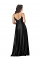 A-Line V-Neck Silk like Satin Long Black Sleeveless Prom Party Dress Canada