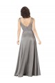 A-Line V-Neck Silk like Satin Long Pearl Grey Prom Dress Canada