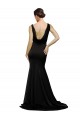A-Line V-Neck Silk like Satin Sweep Train Black Prom Dress Canada