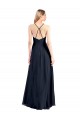 A-Line V-Neck Soft Chiffon Long Dark Navy Prom Dress Canada