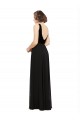 A-Line V-Neck Soft Chiffon & Velvet Long Black Prom Dress Canada