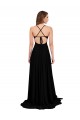 A-Line V-Neck Spandex Long Black Black Tie Prom Dress Canada