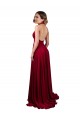 A-Line V-Neck Spandex Long Burgundy Black Tie Prom Dress Canada