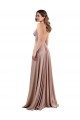 A-Line V-Neck Spandex Long Dusty Pink Black Tie Prom Dress Canada