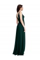 A-Line V-Neck Stretch Crepe Long Midnight Green Prom Dress Canada