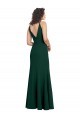 A-Line V-Neck Stretch Crepe Long Midnight Green Sleeveless Prom Dress Canada