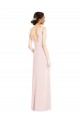A-Line V-Neck Stretch Crepe Long Pink Black Tie Prom Dress Canada