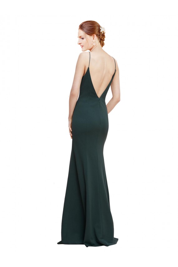 A-Line V-Neck Stretch Crepe Long Pink Prom Dress Canada